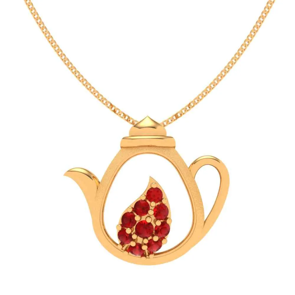 Floral Crystal Gold Tea Pot Pendant