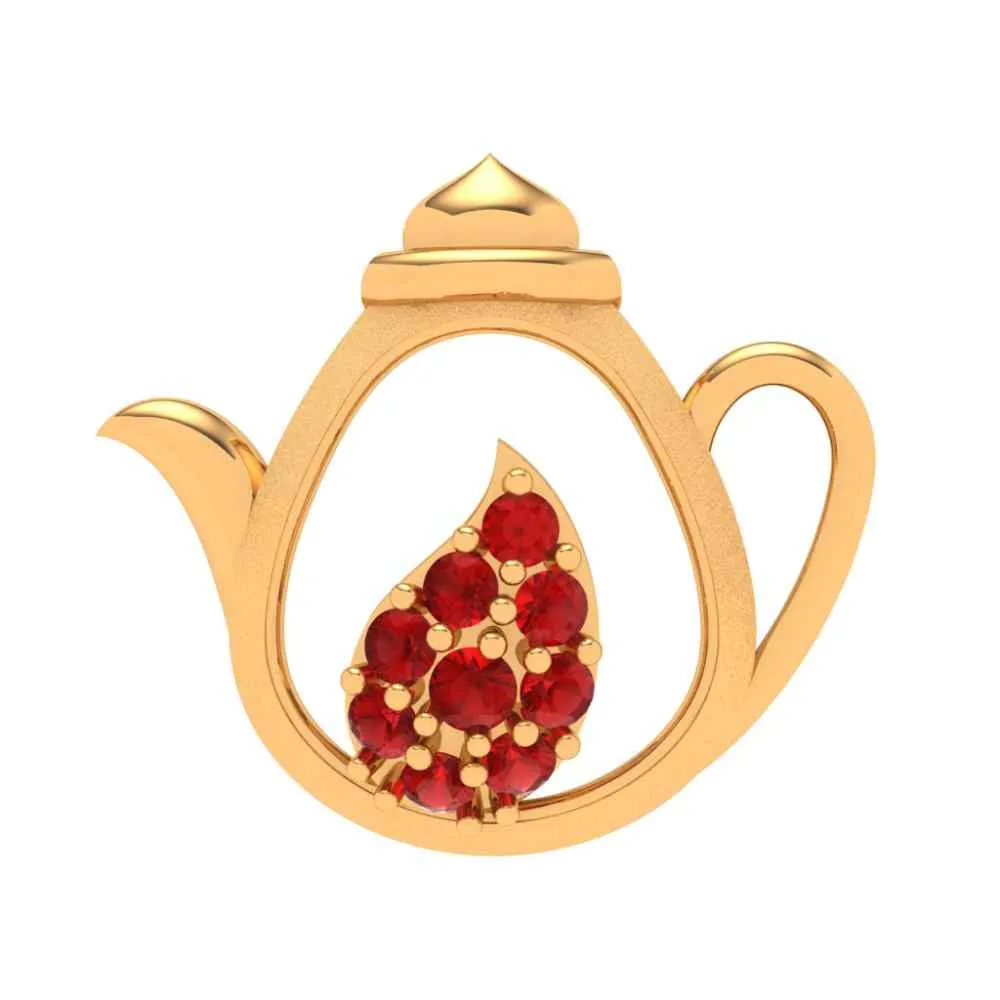 Floral Crystal Gold Tea Pot Pendant