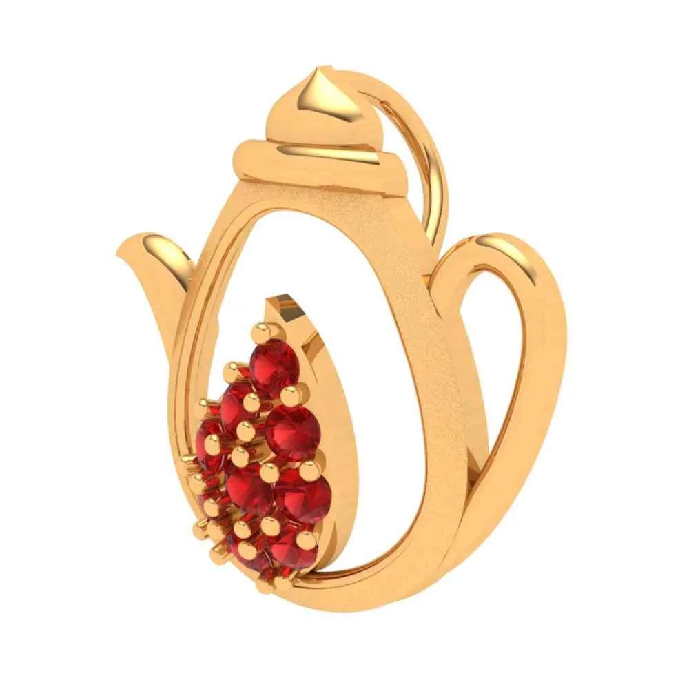 Floral Crystal Gold Tea Pot Pendant