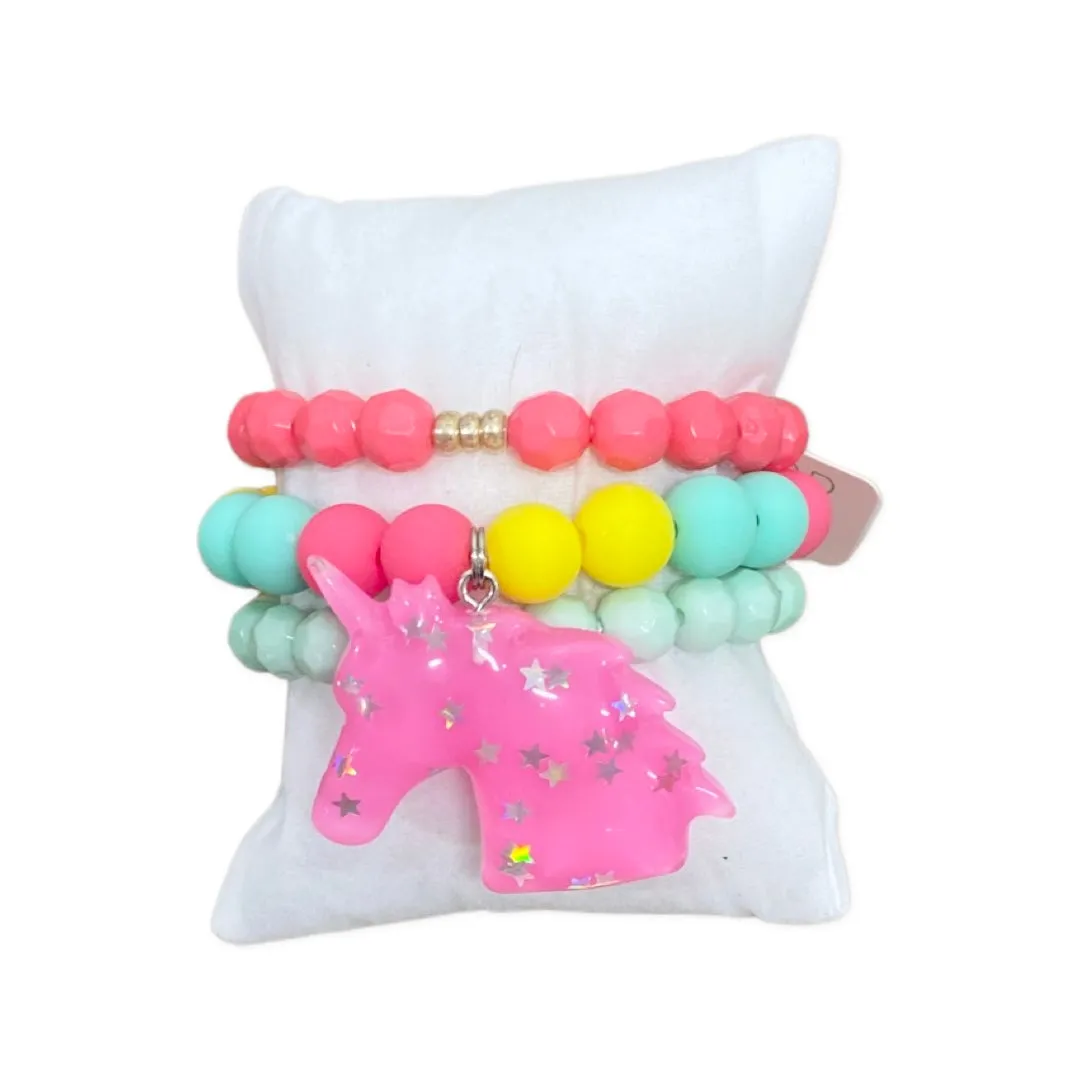 Girls Bracelet Stack - Unicorn Dreams - Hot Pink