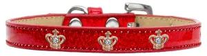 Gold Crown Widget Dog Collar Red Ice Cream Size 12