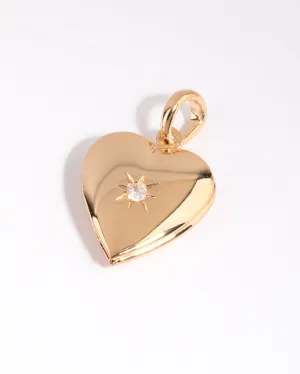 Gold Plated Diamante Heart Locket Charm