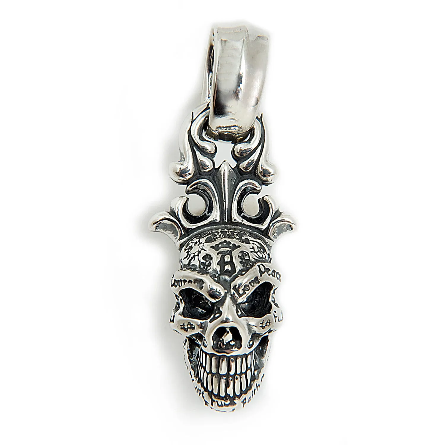 Graffiti Good Luck Skull Crown Pendant