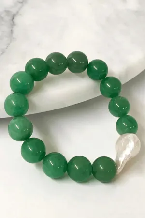 Green Jade  Baroque Pearl Bracelet