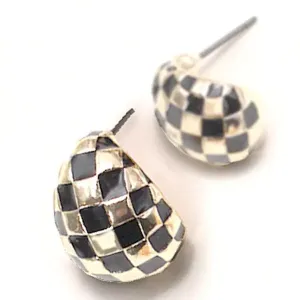 Half Moon Checkered Earring