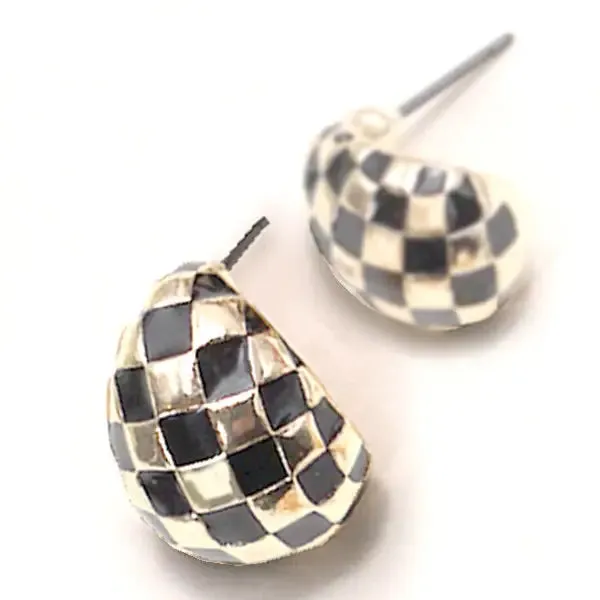 Half Moon Checkered Earring