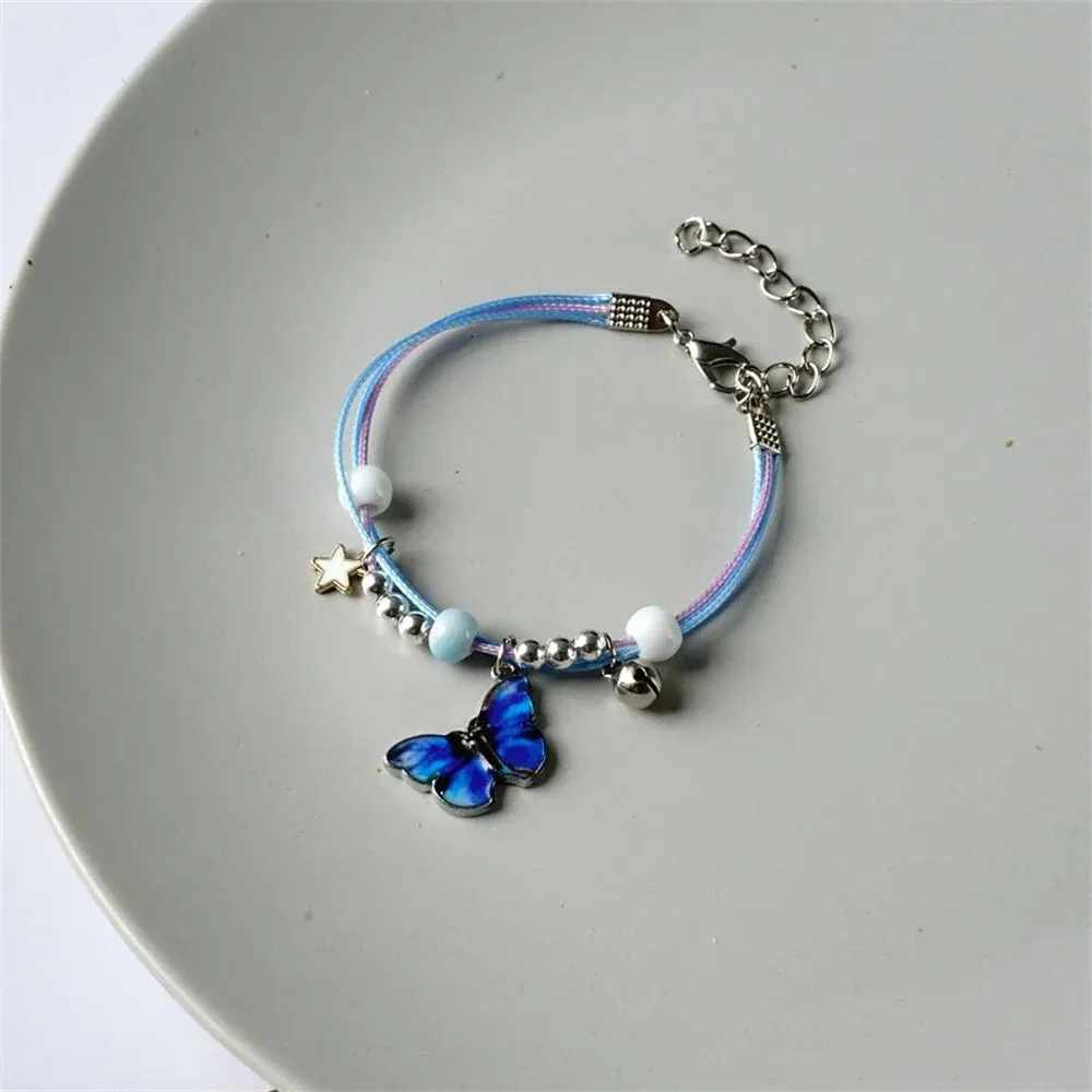 Handmade Butterfly Ceramic Beaded Bracelet Boho Adjustable Friendship Braided Bracelets Anklet Summer Women Girl Jewelry Gifts