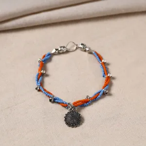 Handmade Oxidised Silver Beaded Anklet 16