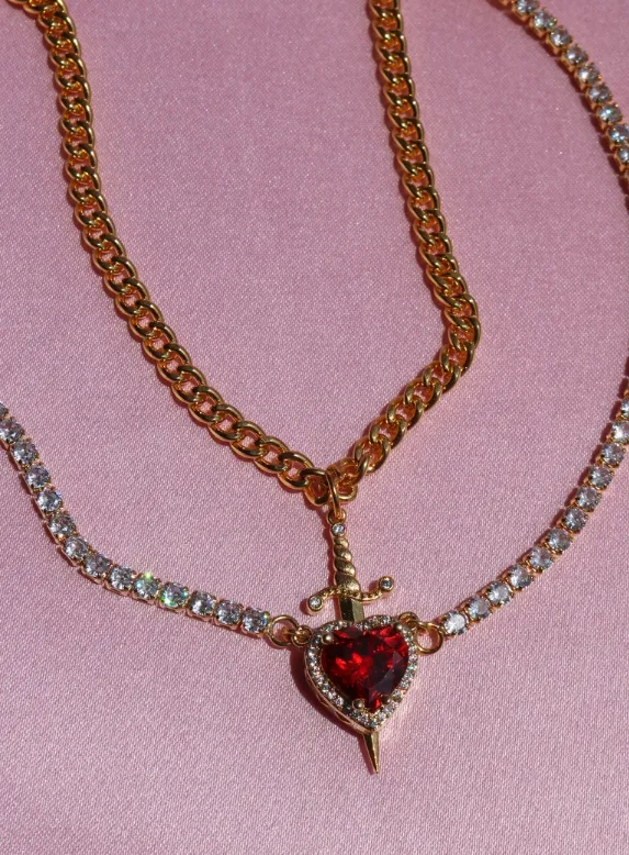 Heart Guardian Choker, Heart and Sword Necklace, Couple Necklace