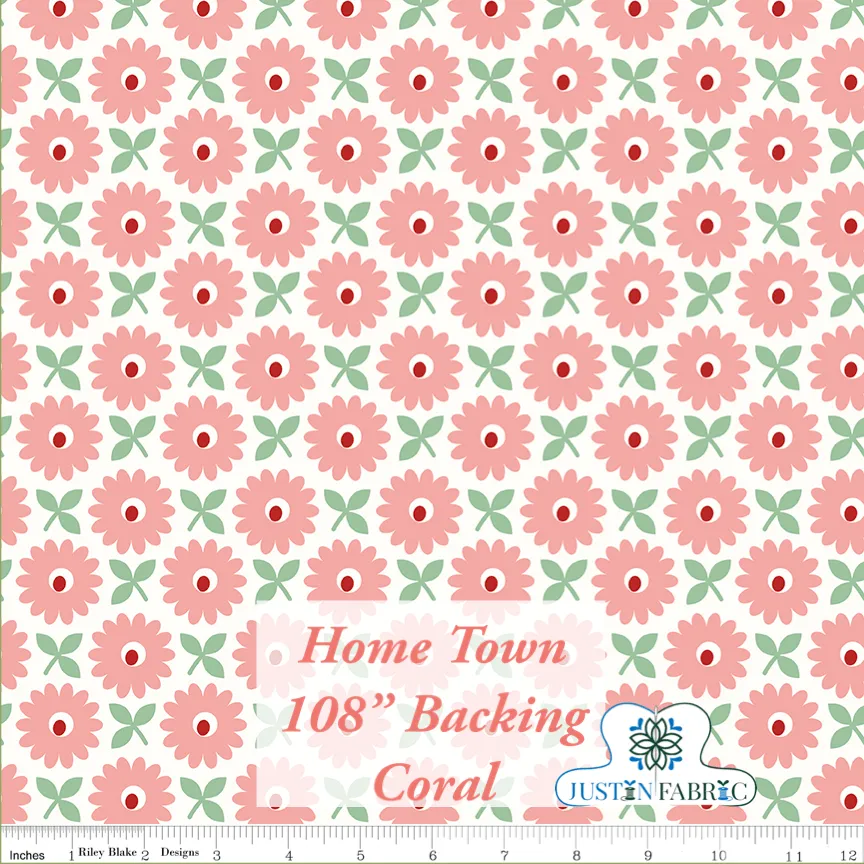 Home Town 108" Wideback Heirloom Coral by Lori Holt end of bolt | Riley Blake Designs