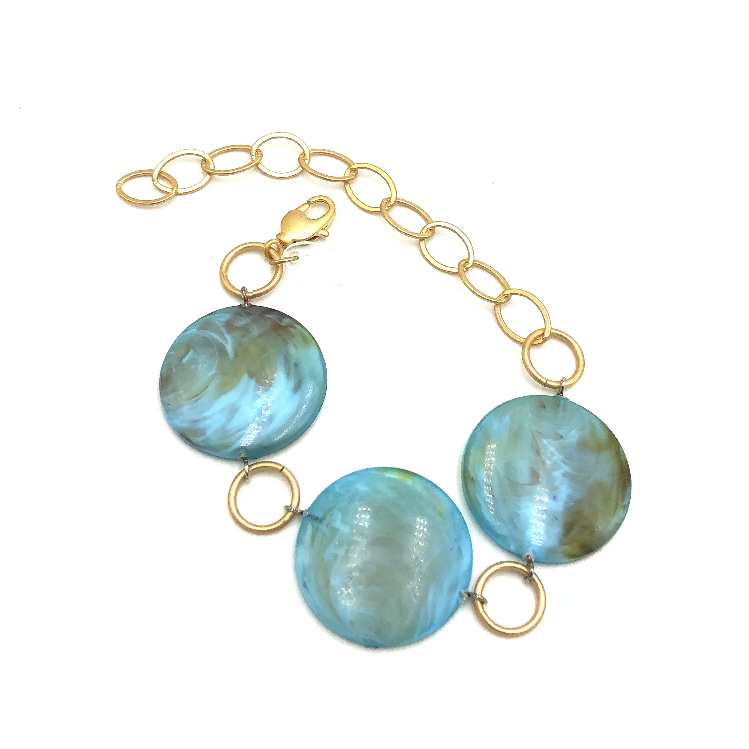 Ice Blue Marbled Stations Bracelet