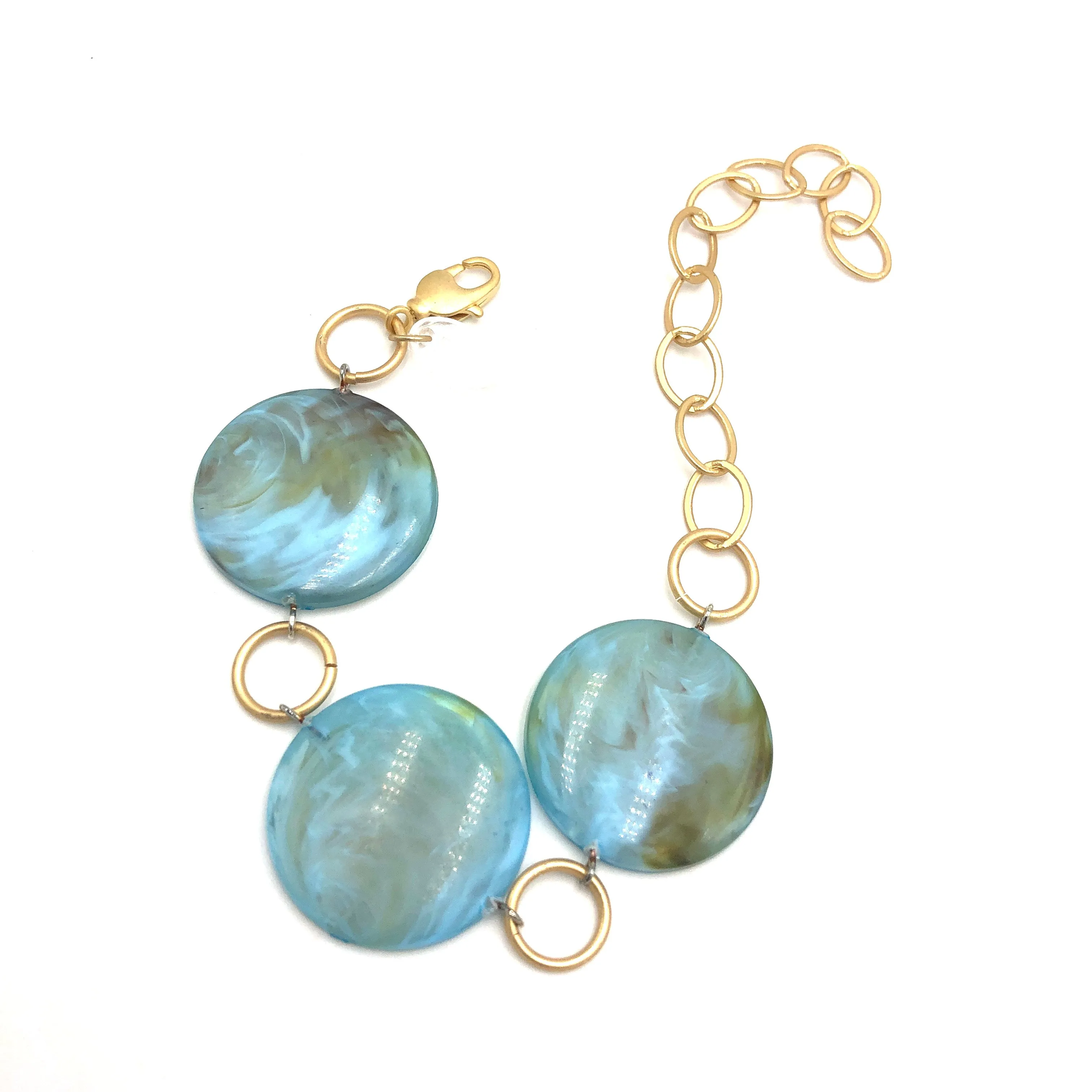 Ice Blue Marbled Stations Bracelet