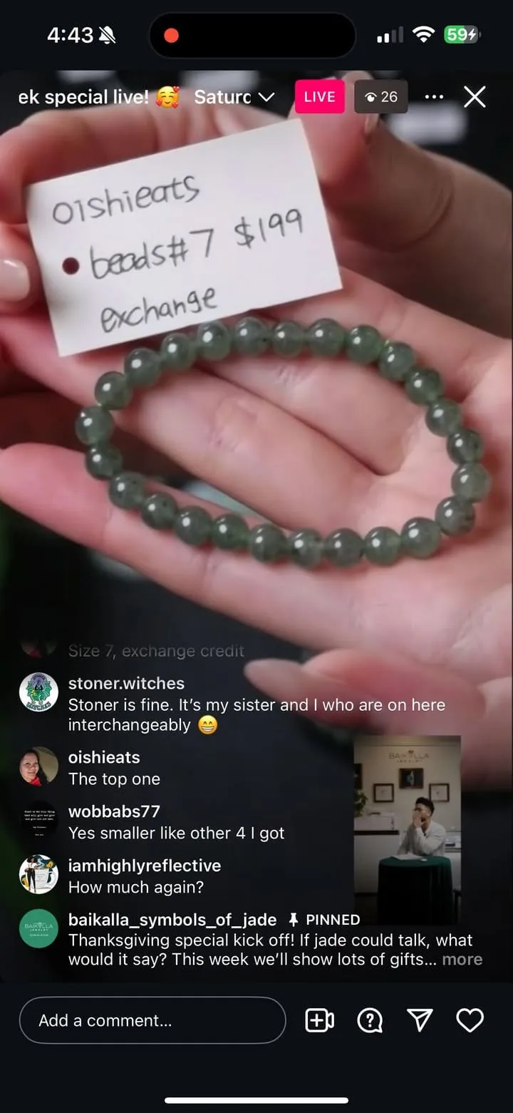 IG Live "Natural Burmese Jadeite Jade Beaded Bracelet " (Live Pick) (11/23/24)