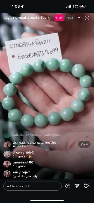 IG Live "Natural Green Jadeite Jade Beaded Bracelet" (Live Pick) (11/26/24)