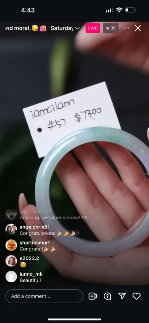 IG Live "Natural Icy Lavender & Green Burmese Jadeite Jade Bracelet" (Live Pick) (11/09/24)