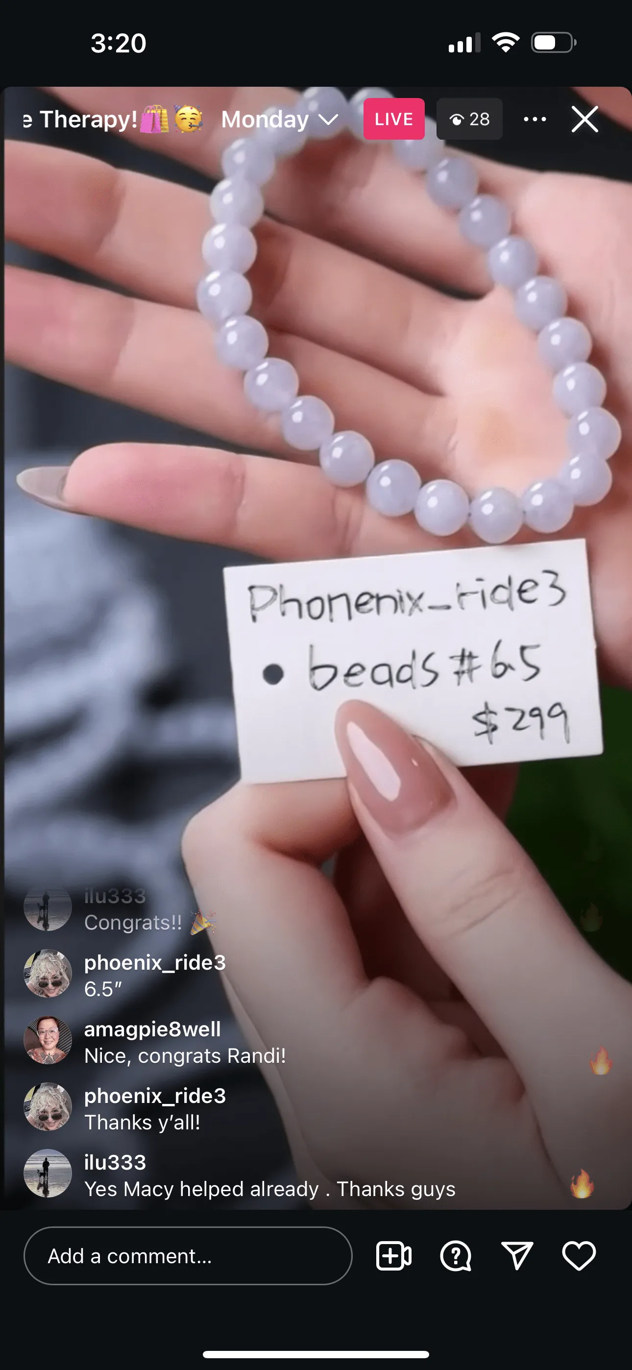 IG Live "Natural Lavender Jadeite Jade Bead Bracelet 6.5in" (Live Pick) (10/28/24)