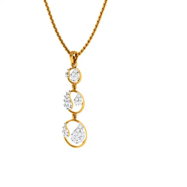 Imperative Diamond Studded Tri-ringed 14KT Gold Pendant