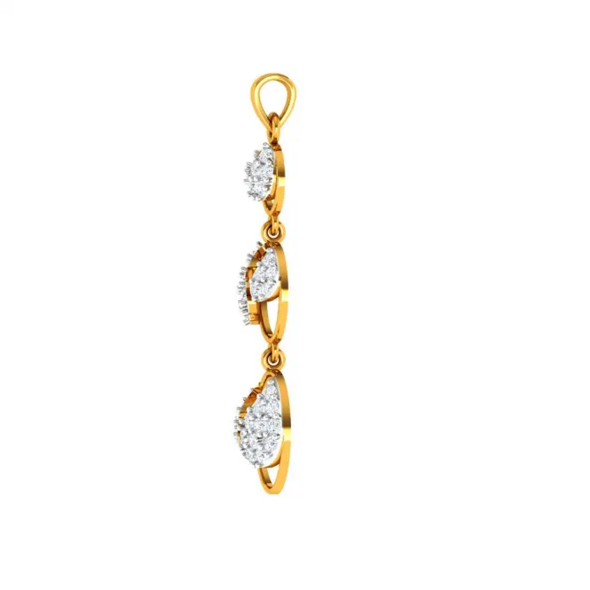 Imperative Diamond Studded Tri-ringed 14KT Gold Pendant