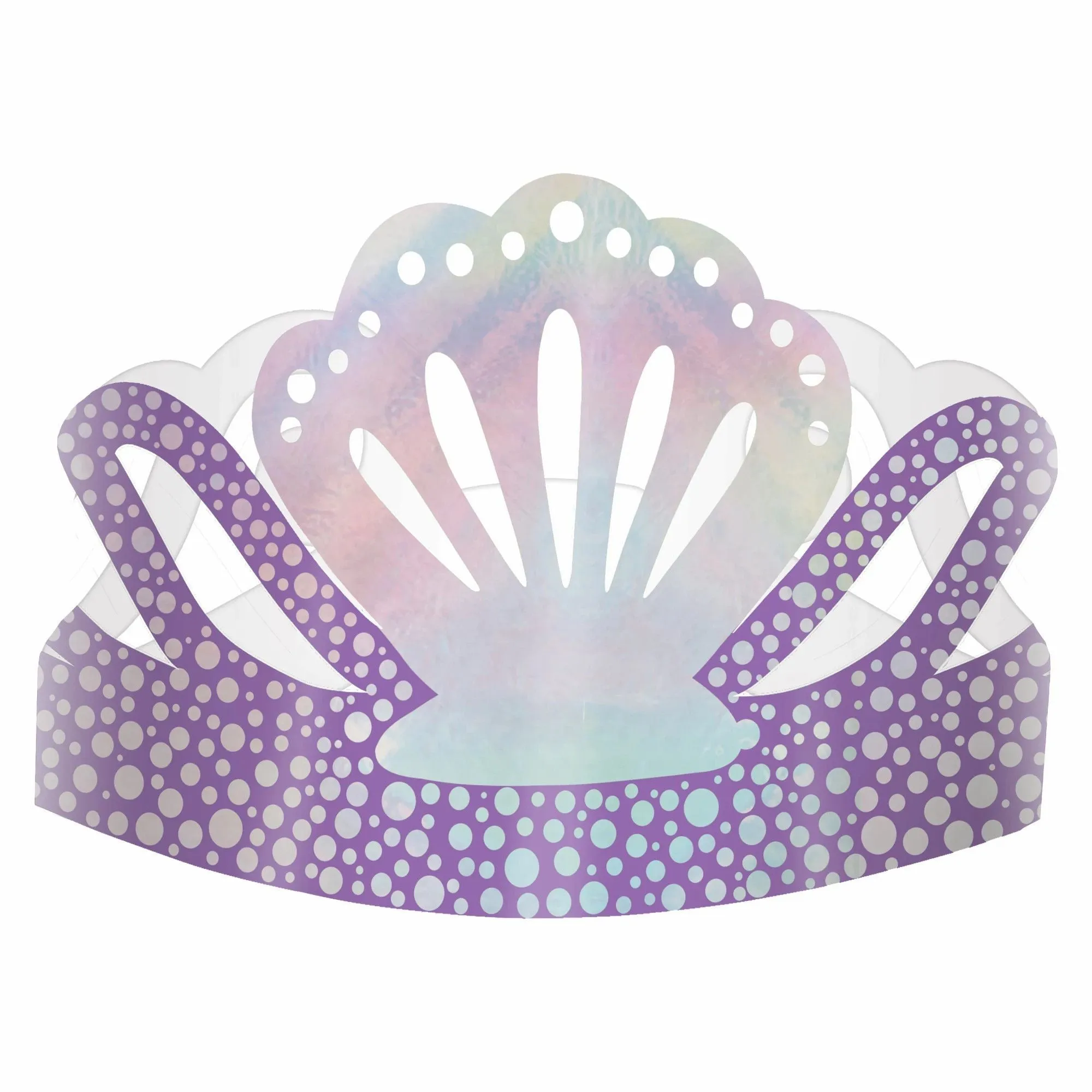 Iridescent Shimmering Mermaids Cardstock Tiaras, 7.7" | 8ct