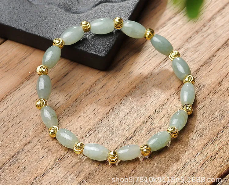 Jade Rice-Shaped Hand Chain Bracelet