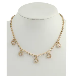 JAN44201 - Rhinestone Circle Charm Necklace