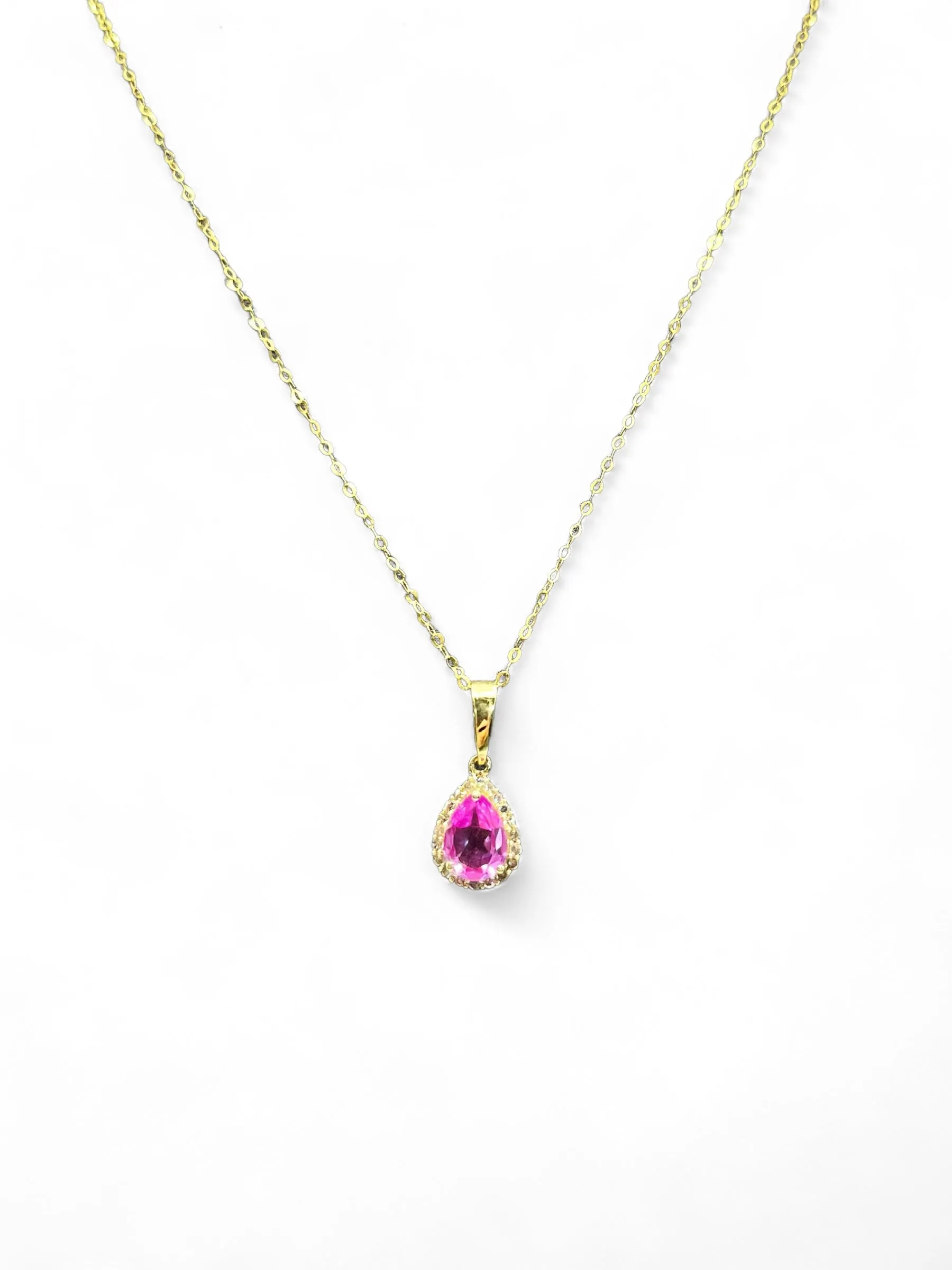 JAPAN CHSIN PINK SAPPHIRE PEAR NECKLACE