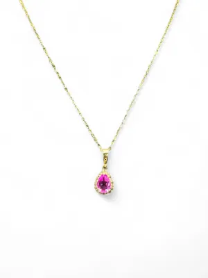 JAPAN CHSIN PINK SAPPHIRE PEAR NECKLACE