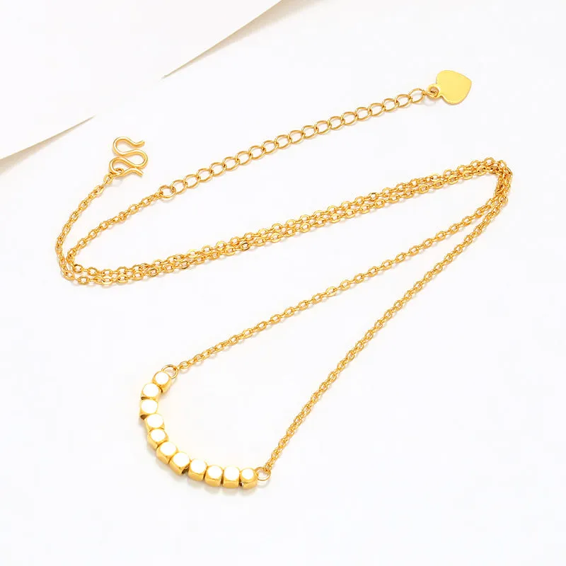 Jewelry Foreign Trade Cross-Border Alloy Smooth Small Square Necklace Women's Niche Design Light Luxurious Geometric Clavicle Chain