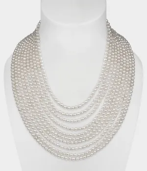 Josephine Ten Strand Pearl Necklace / Sterling Silver / White Pearls