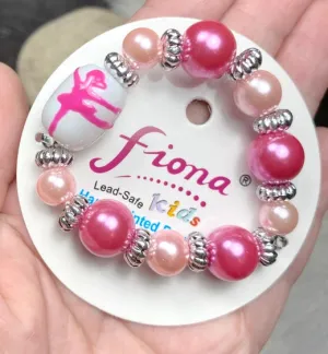 Kids Ballerina Princess Painted Beaded Bracelet