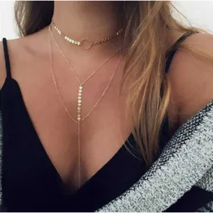 Kira Sequins Layered Gold Necklace