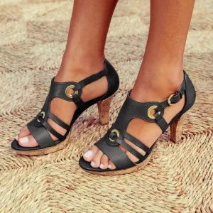 KWBEFRT 2020 Summer Sandals Women Open Toe Gladiator Shoes Women Ring Fashion Shoes Flats Metal Buckle Thin Heels Dropshipping