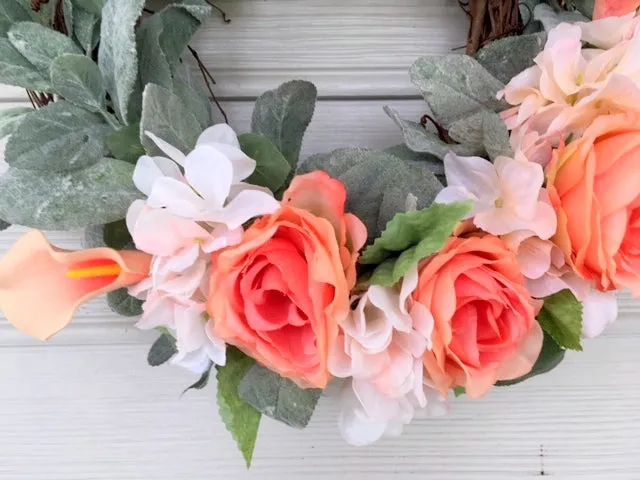 Lambs Ear wreath, Farmhouse wreath, Front door wreath, Farmhouse decor, Summer wreath