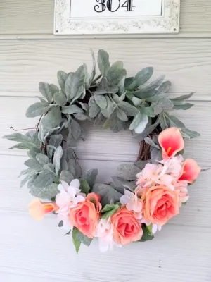 Lambs Ear wreath, Farmhouse wreath, Front door wreath, Farmhouse decor, Summer wreath