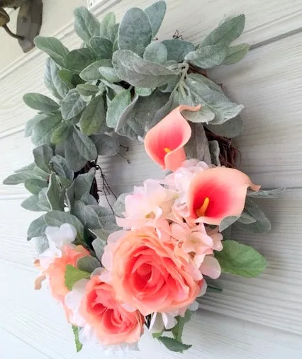 Lambs Ear wreath, Farmhouse wreath, Front door wreath, Farmhouse decor, Summer wreath