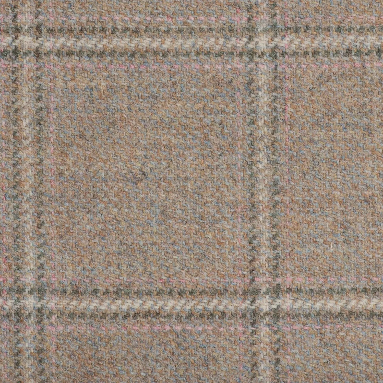 Light Fawn With Crème/Pink/Green Check Moonstone Tweed All Wool