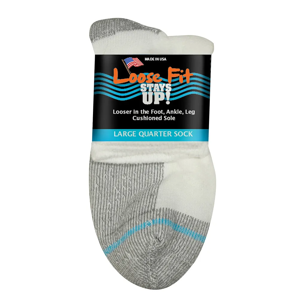 Loose Fit Stays Up Cotton Casual Quarter Socks