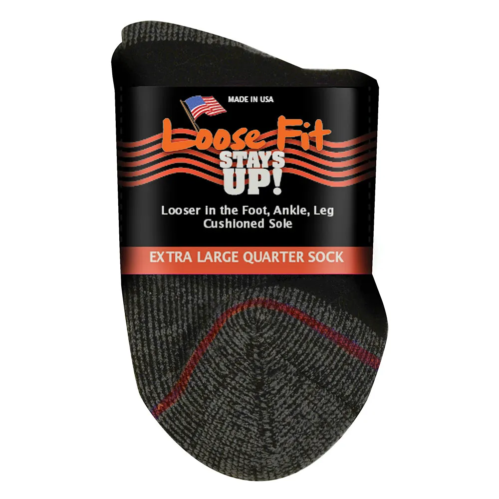 Loose Fit Stays Up Cotton Casual Quarter Socks