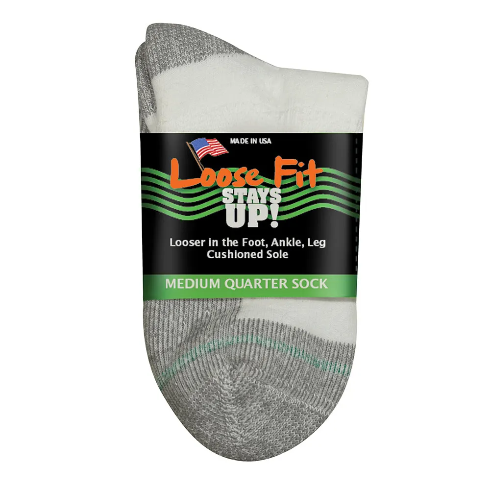 Loose Fit Stays Up Cotton Casual Quarter Socks