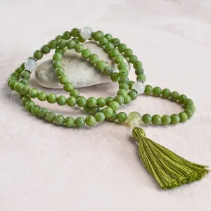 Matte Canadian Jade and Moonstone Mala, 108 beads