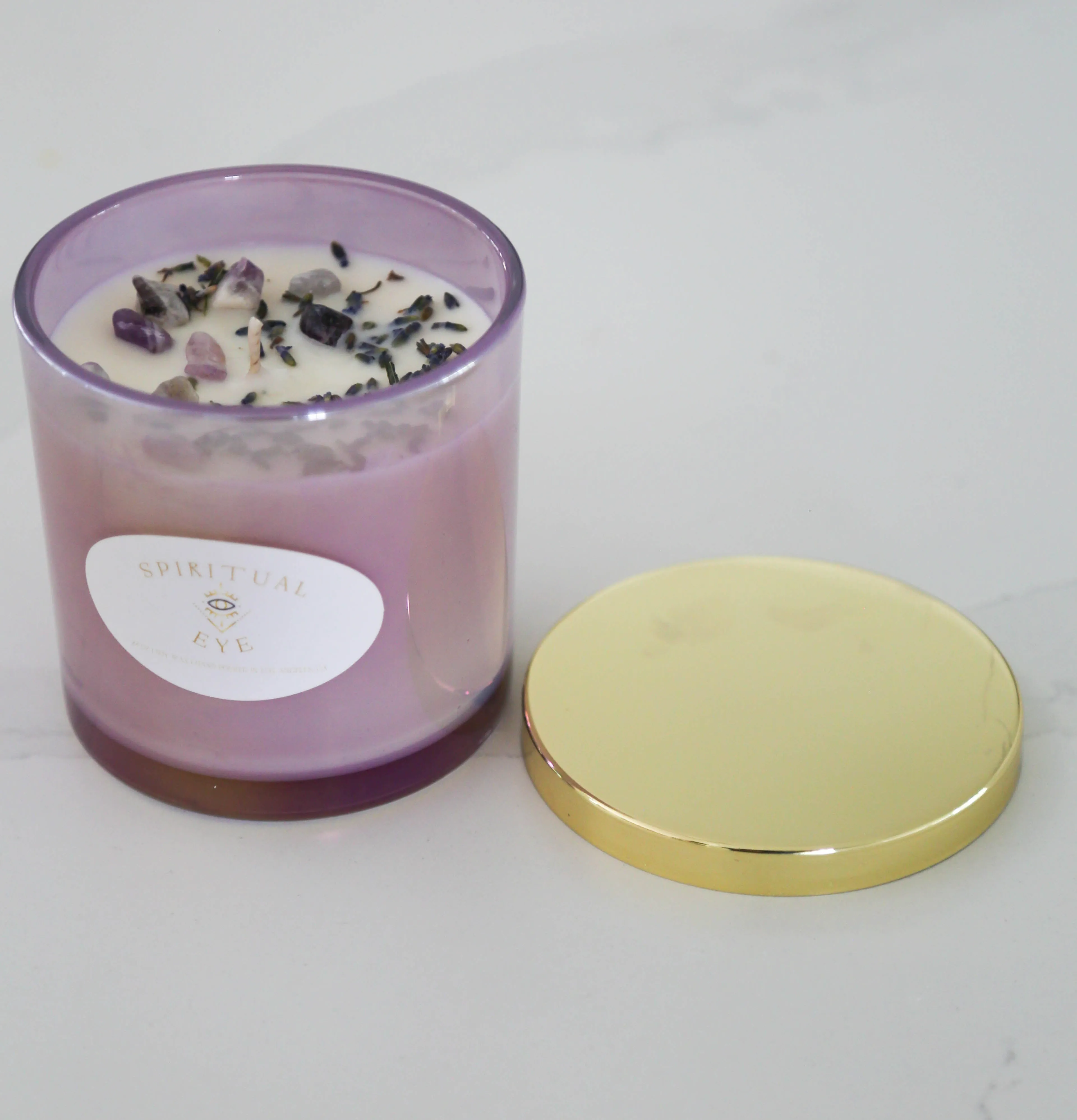 Meditate Intention Candle: Amethyst Crystals