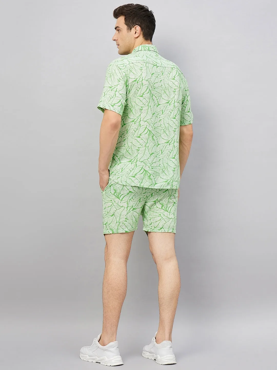 Men's Green Leaf Print Co-ord Set