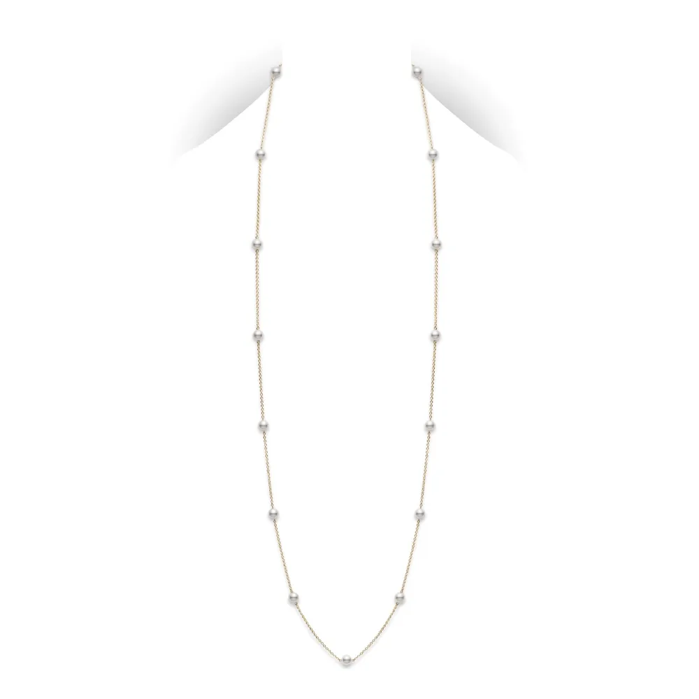 Mikimoto 18K White Gold Pearl Station Necklace