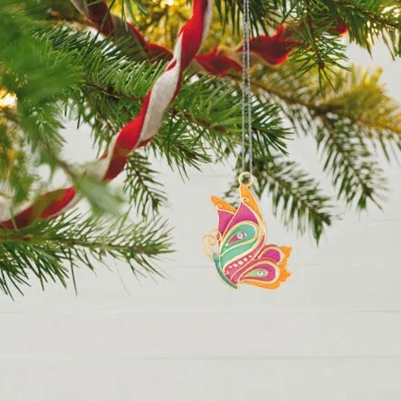 Mini Petite Paisley Butterfly Metal Ornament, 1.3”