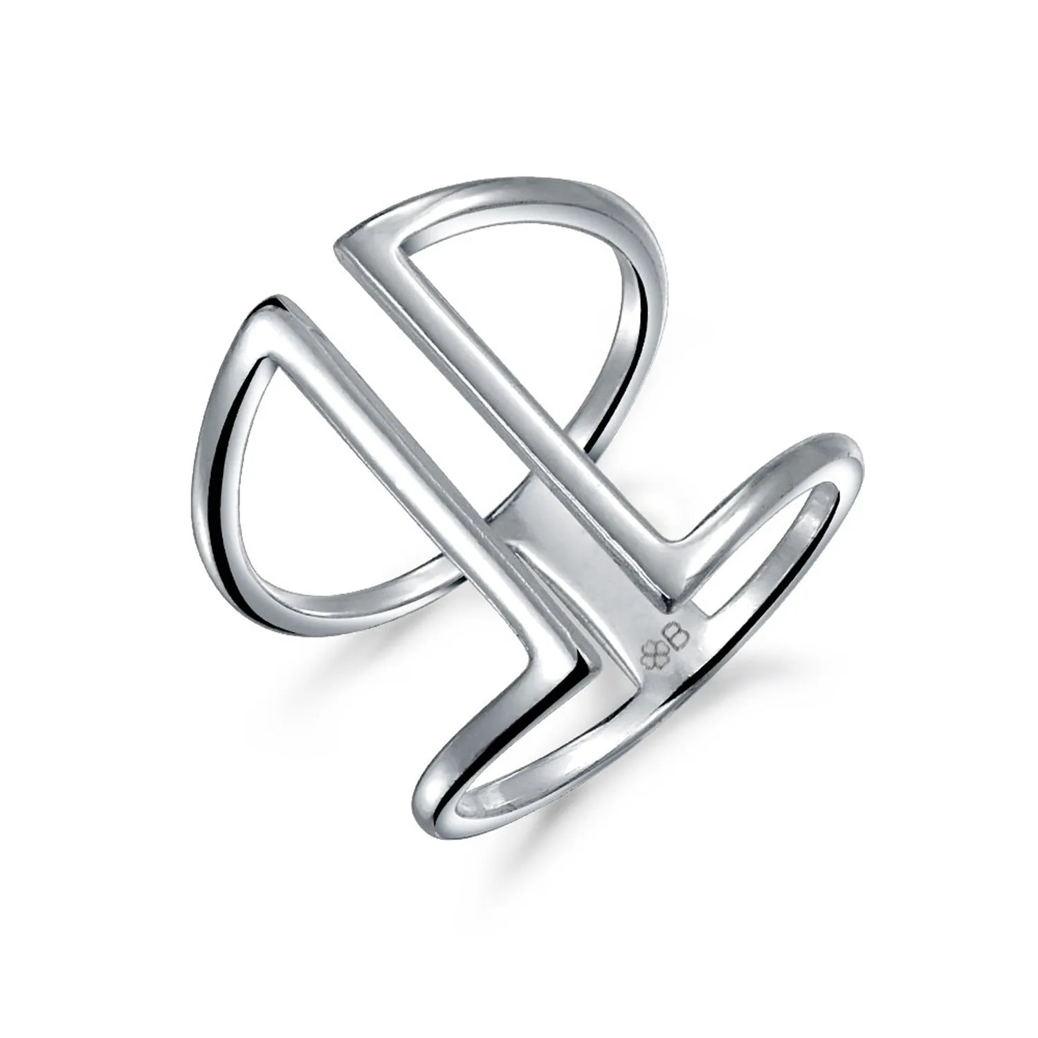 Modern Geometric Double Bar Sterling Silver Ring Adjustable Fashion Trend