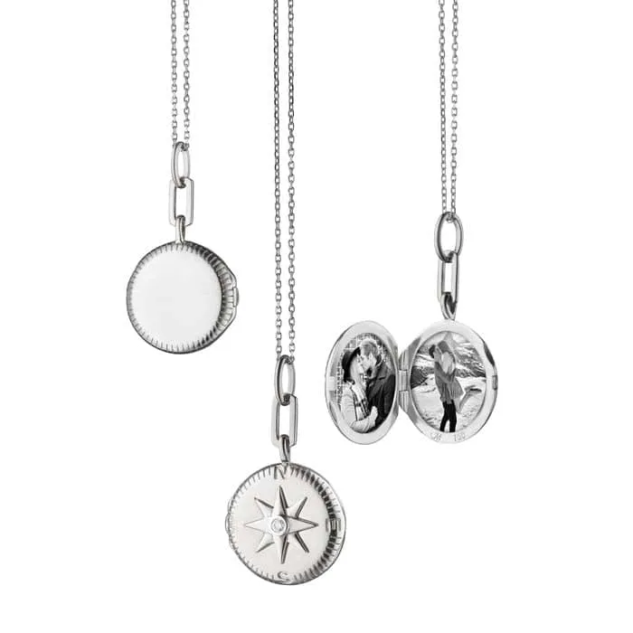 Monica Rich Kosann "Adventure Compass" Locket Necklace in Sterling Silver