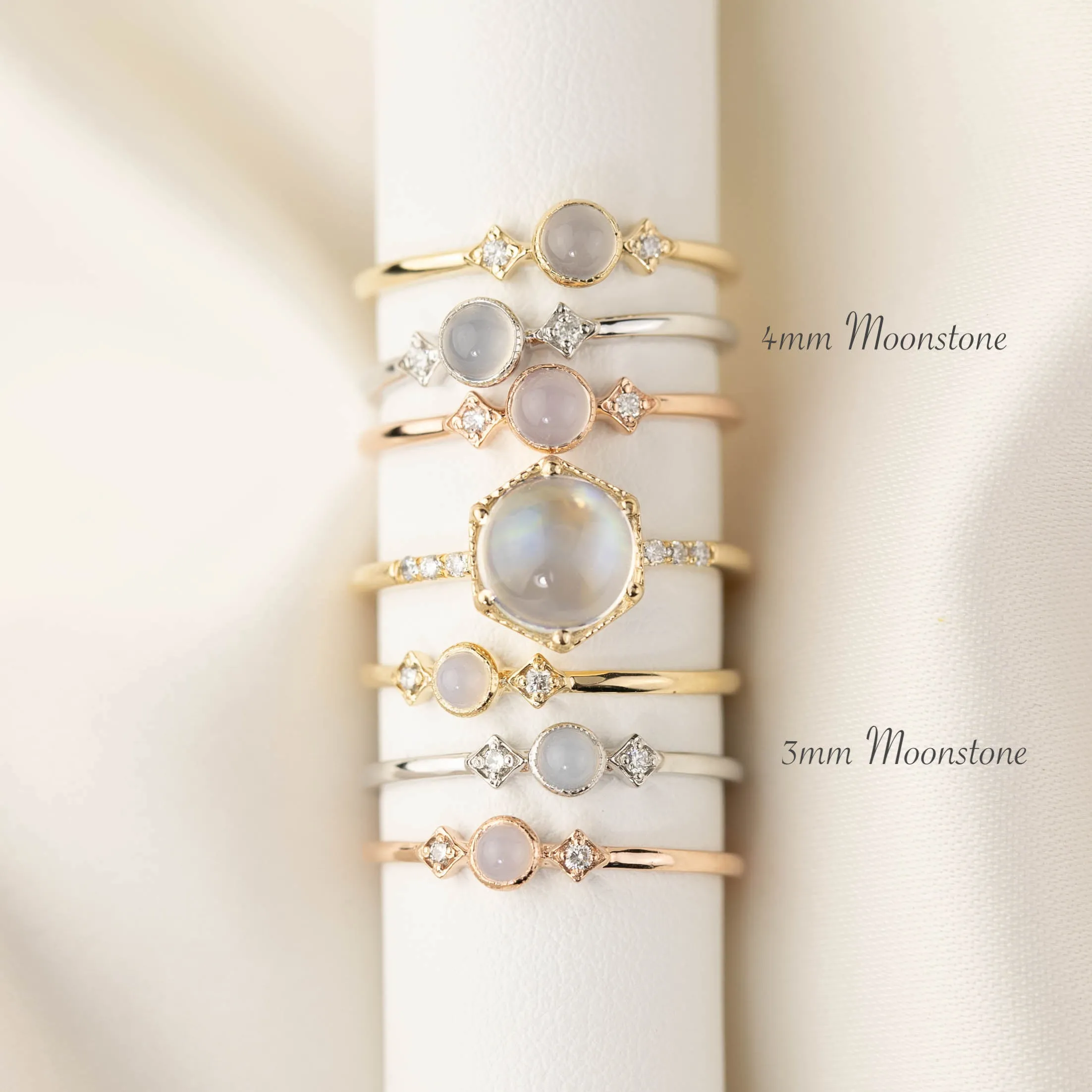 Moon & Star Ring - 4mm Moonstone