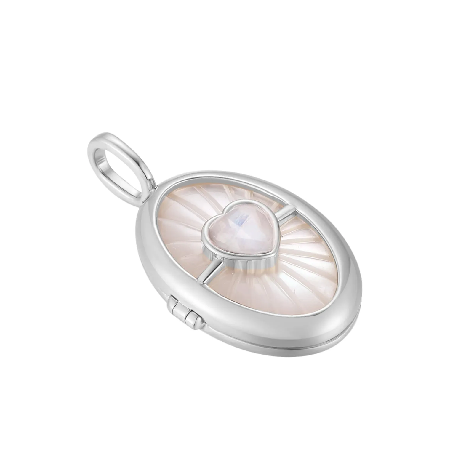 Moonstone & Mother of Pearl Silver Locket Pendant - Love Magic