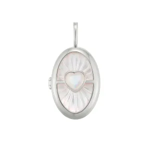 Moonstone & Mother of Pearl Silver Locket Pendant - Love Magic