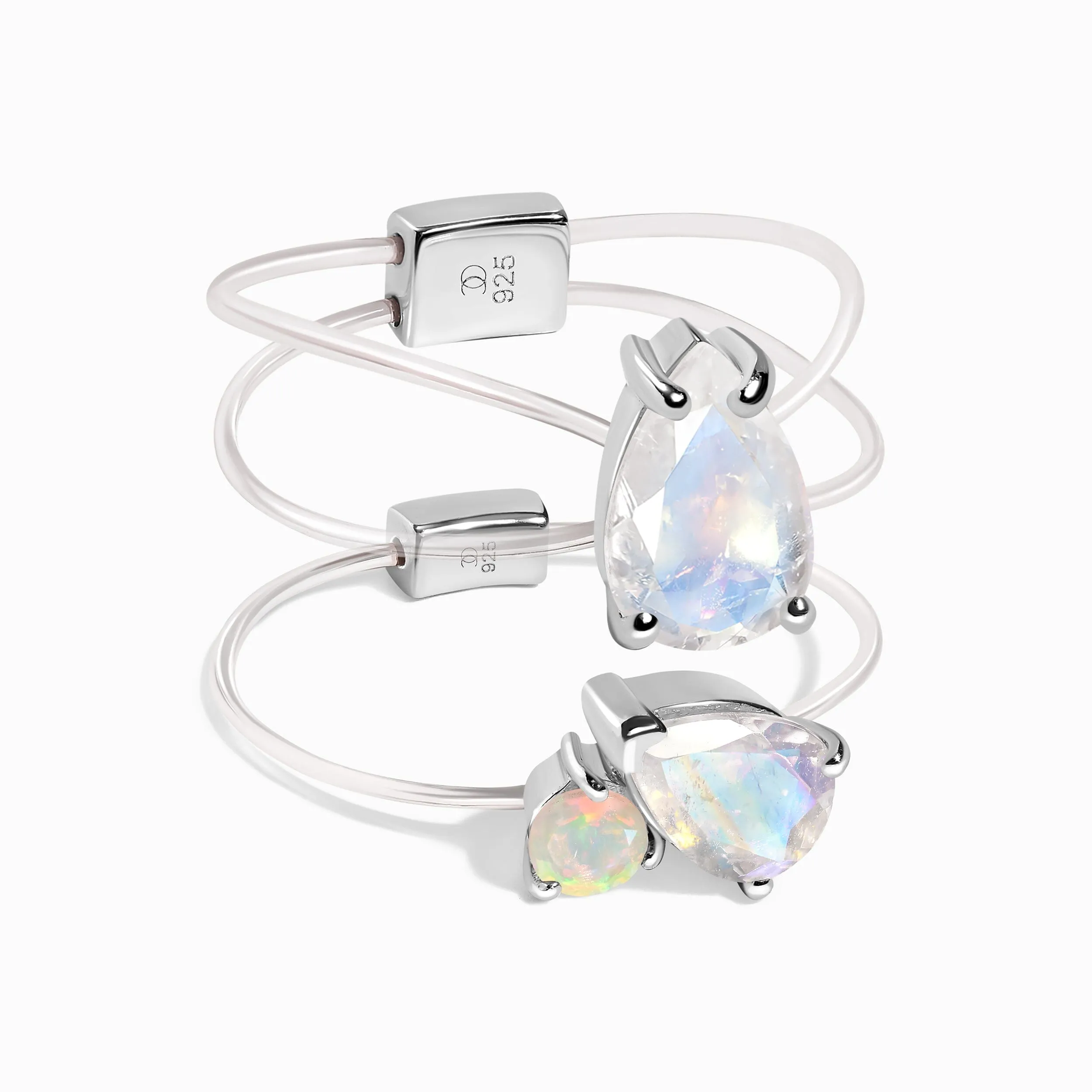 Moonstone & Opal Toi Et Moi & Sway Floating Rings